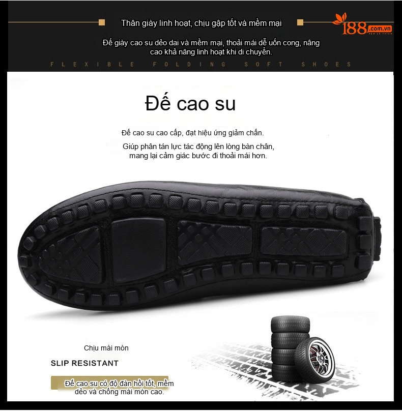 Giày Lười Nam Da Thật Lỗ Thoáng Mùa Hè Chiều Cao Đế Khoảng 1cm Màu Nâu, Đen chi tiết 5