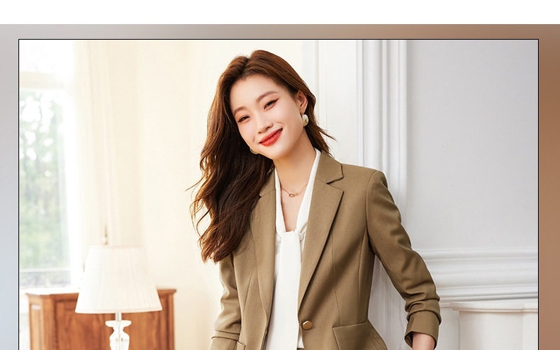 Bộ Vest Nữ Công Sở Thanh Lịch Quần Ống Suông Màu Đen, Xám, Xanh, Nâu chi tiết 10