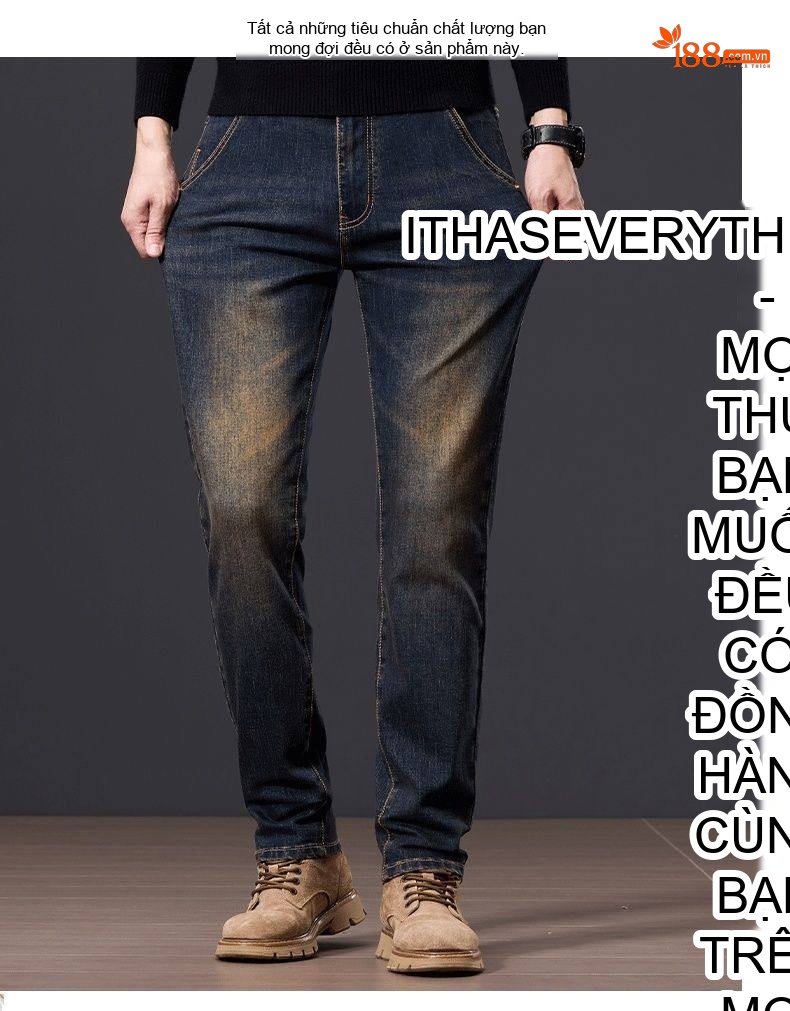Quần Jean Nam Ống Đứng Vừa Vặn Phong Cách Retro Vải Denim Màu Xanh Dương chi tiết 14
