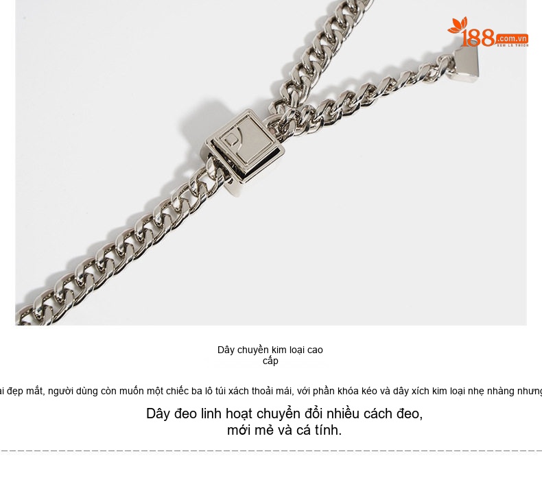 Túi Đeo Chéo Nữ Da Bò Mini Dây Xích Phong Cách Casual Màu Hồng, Xanh chi tiết 10