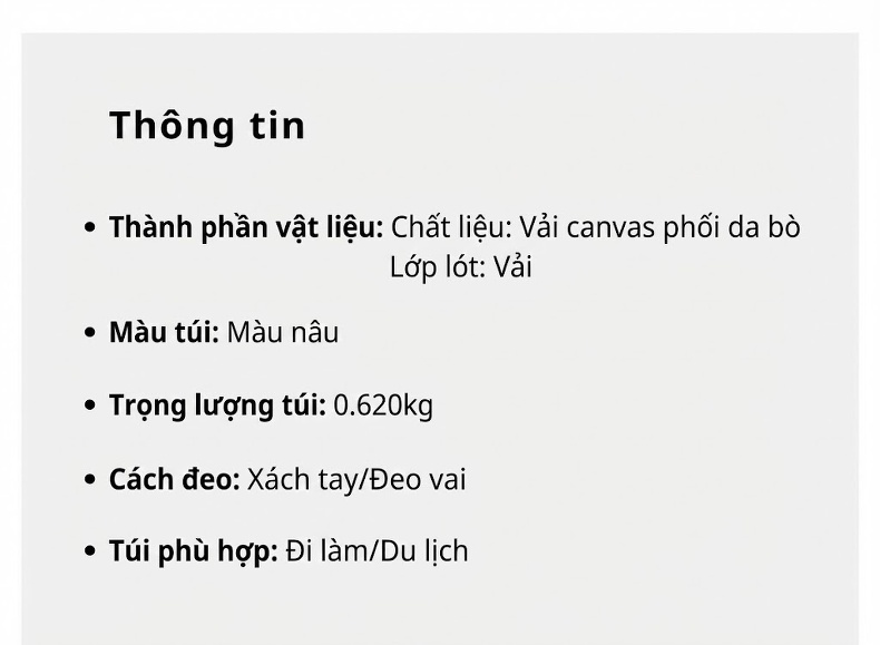 Túi Tote Nữ Da Bò Kết Hợp Vải Bố Họa Tiết Kẻ Sọc Thời Trang Màu Nâu Caramel chi tiết 5