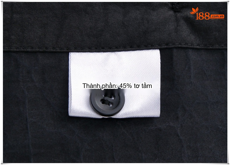Áo Sơ Mi Tay Ngắn Nam Hương Vân Sa Tơ Tằm Đường Vân Trung Hoa Màu Đen chi tiết 18