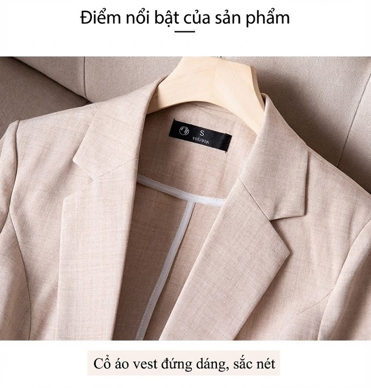 Áo Blazer Nữ Kèm Khăn Lụa Thiết Kế Mỏng Tay Lỡ Phong Cách Công Sở Màu Trắng, Xanh, Xám, Kem... chi tiết 7
