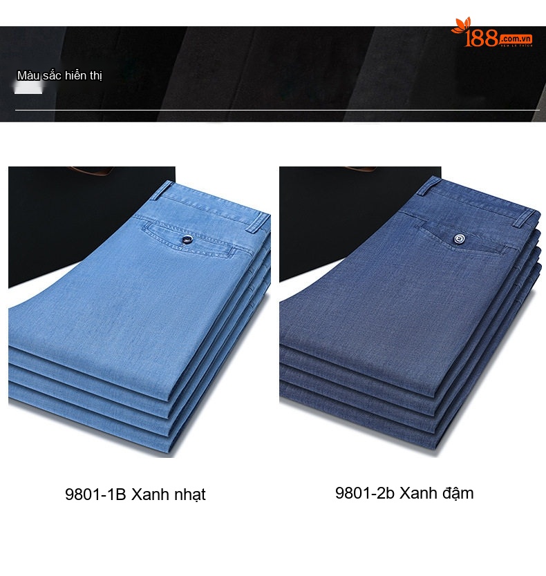 Quần Jean Nam Ống Đứng Co Giãn Nhẹ Kiểu Dáng Trẻ Trung Màu Xanh chi tiết 3