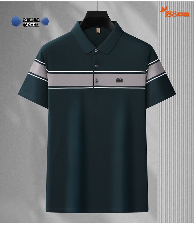 Áo Polo Nam Cotton Tay Ngắn Form Rộng Cổ Bẻ Thanh Lịch Màu Trắng, Xanh Đen, Xanh Navy chi tiết 17