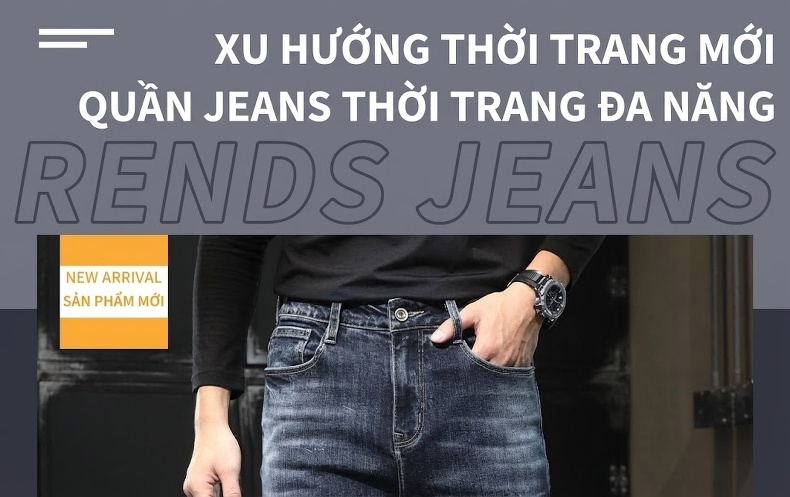 Quần Jean Nam Ống Đứng Dáng Ôm Vừa Vặn Thoải Mái Màu Xanh Dương chi tiết 34