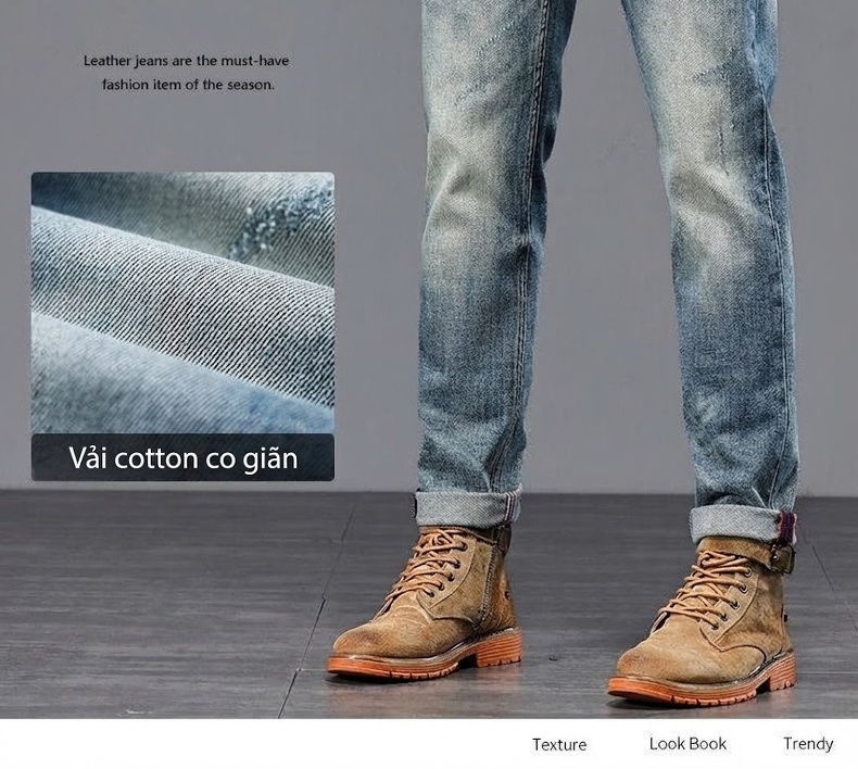Quần Jeans Nam Ống Đứng Cao Cấp Dáng Ôm Vừa Vặn Màu Xanh Denim chi tiết 40