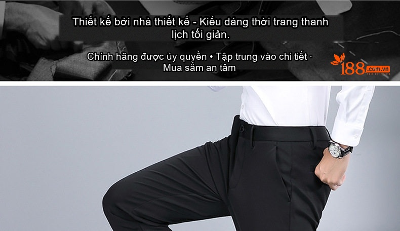 Quần Tây Nam Dáng Ôm Co Giãn Lót Lông Cừu Phong Cách Hàn Quốc Màu Đen, Xám chi tiết 4
