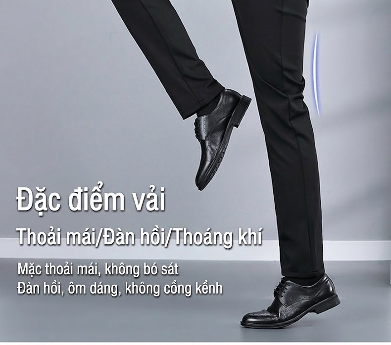 Quần Tây Nam Dáng Ôm Co Giãn Lót Lông Cừu Phong Cách Hàn Quốc Màu Đen, Xám chi tiết 5