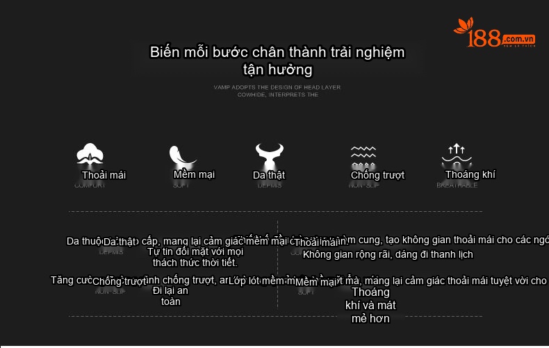 Giày Tây Buộc Dây Nam Da Bò Chiều Cao Đế 5cm Màu Đen, Nâu chi tiết 6