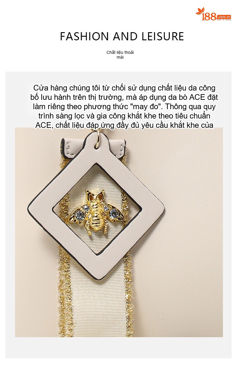 Túi Xách Tay Nữ Da Bò Đeo Chéo Màu Trắng Be, Nâu chi tiết 7