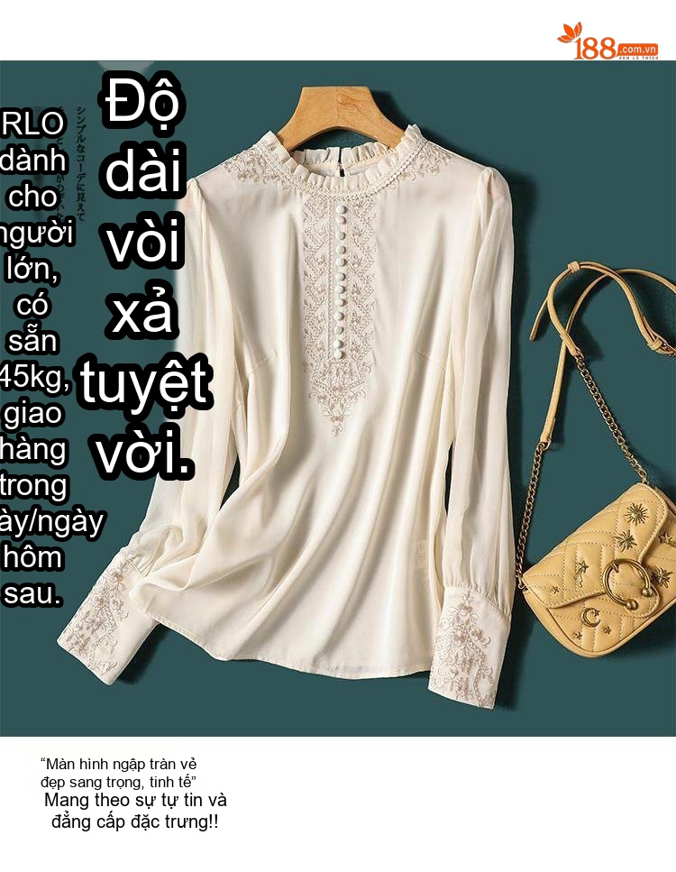 Áo Dài Tay Nữ Lụa Tơ Tằm Thêu Họa Tiết Thời Trang Màu Trắng Kem chi tiết 1