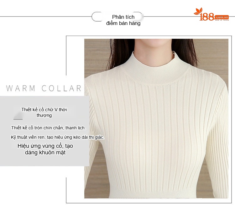 Váy liền thân Nữ Dệt Kim Cổ Lọ Tay Dài Dáng Xòe Màu Đen, Đỏ, Nâu, Trắng chi tiết 4