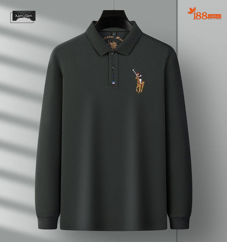 Áo Polo Nam Tay Dài Cotton Cổ Bẻ Phong Cách Doanh Nhân Màu Xanh Lá, Đen, Xanh Dương, Kem... chi tiết 28