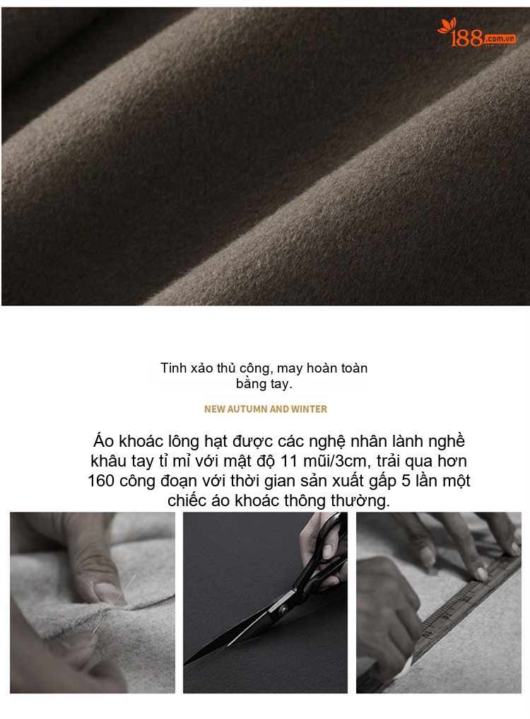 Áo Khoác Dạ Nam Lông Cừu Dáng Dài Trung Niên Phong Cách Công Sở Màu Đen, Nâu chi tiết 4