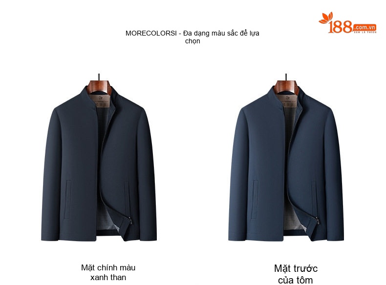 Áo Khoác Bomber Nam Cổ Trụ Dáng Ôm Vừa Vặn Màu Xanh Navy chi tiết 11