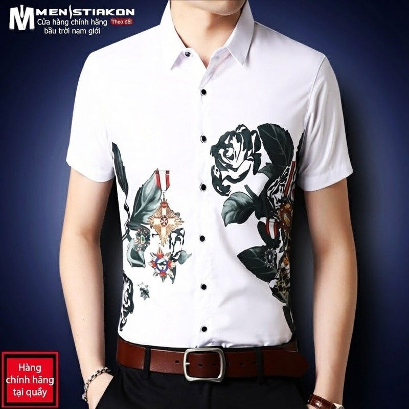 Áo Sơ Mi Nam Tay Ngắn Họa Tiết Phong Cách Trung Hoa