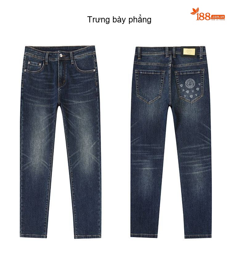 Quần Jean Nam Cotton In Họa Tiết Rách Gối Dáng Ôm Vừa Màu Xanh chi tiết 55