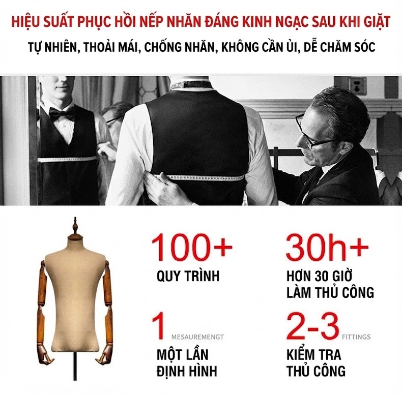 Bộ Vest Nam Kẻ Sọc Co Giãn Ôm Dáng Màu Xanh Đen chi tiết 3