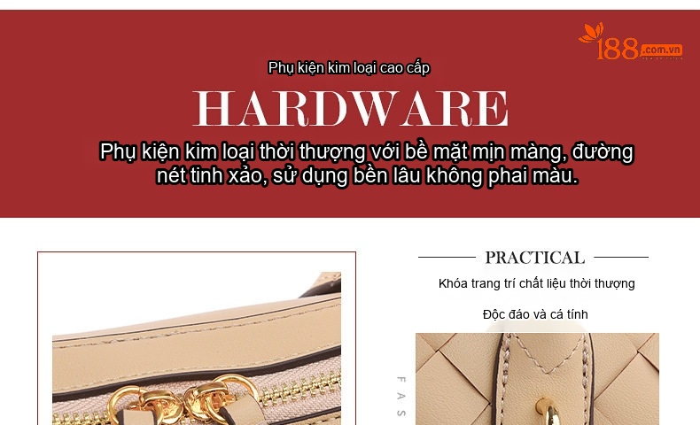 Túi Đeo Vai Nữ Thủ Công Đan Lát Sức Chứa Lớn Màu Be chi tiết 9