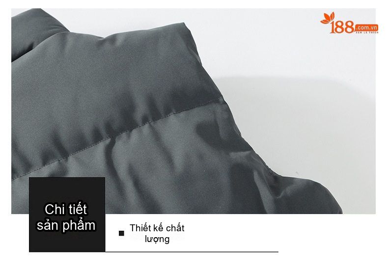 Áo Gilet Phao Nam Nữ Mùa Đông Dáng Rộng Cổ Trụ Túi Hộp Màu Đen, Trắng, Xám chi tiết 16