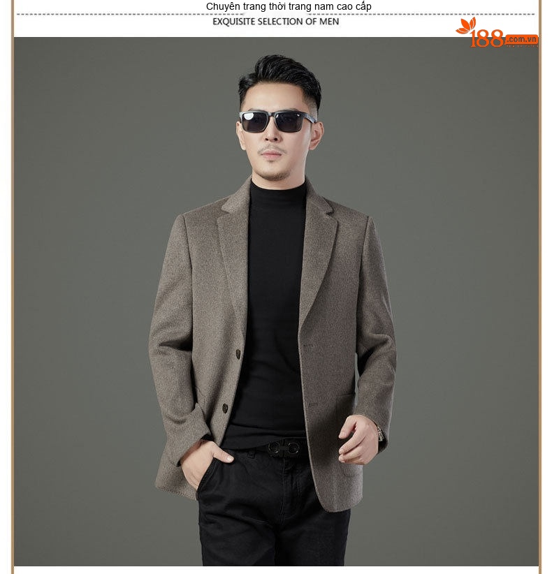 Áo Khoác Blazer Nam Hai Mặt Lông Cừu Áo Phao Lót Lông Vũ Có Thể Tháo Rời Màu Đen, Nâu, Xám chi tiết 23