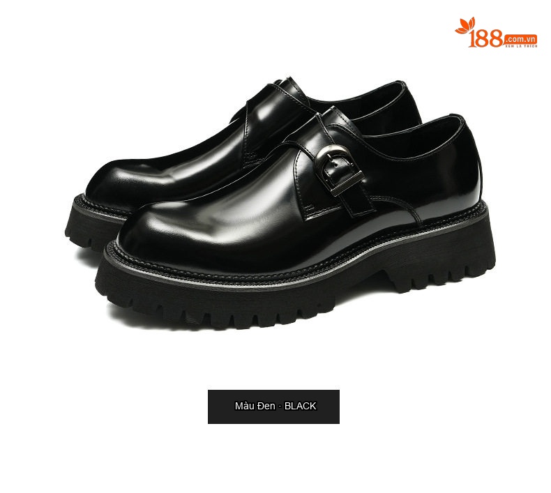 Giày Tây Monk Strap Nam Da Bóng Chiều Cao Đế Khoảng 4cm Màu Đen, Nâu chi tiết 14