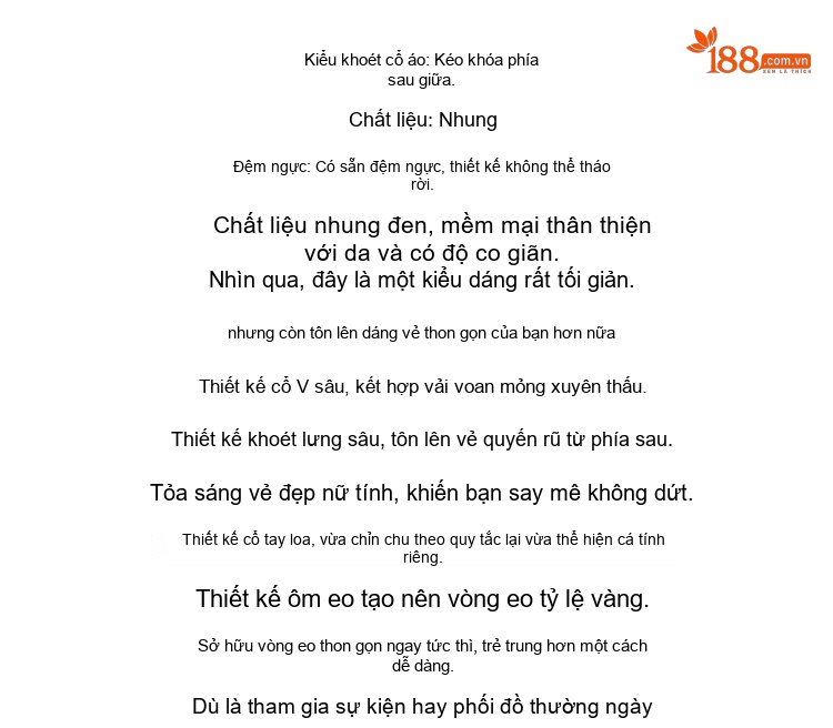 Đầm Nhung Ngắn Chữ A Cổ Chữ V Tay Dài Ôm Dáng Màu Đen chi tiết 3