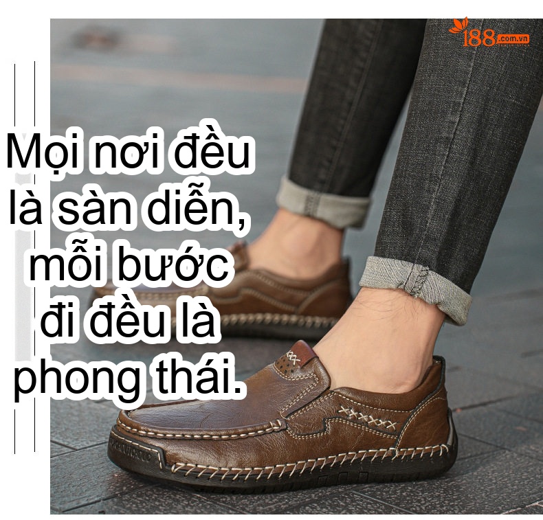 Giày Lười Nam Da Bóng Phong Cách Anh Quốc Chiều Cao Đế Khoảng 2cm Màu Nâu, Đen chi tiết 14