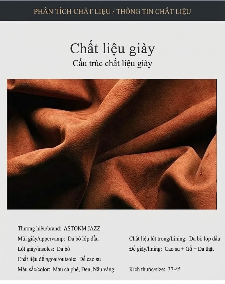 Giày Lười Nam Da Bò Dập Vân Chiều Cao Đế Khoảng 3cm Màu Nâu, Đen chi tiết 2
