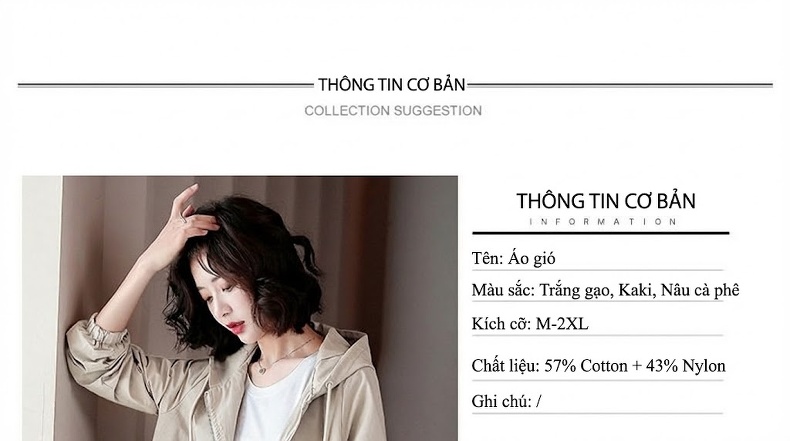 Áo Khoác Gió Nữ Dáng Dài Vừa Vải Cotton Form Rộng Hàn Quốc Có Mũ Trùm Đầu Màu Be, Nâu chi tiết 8