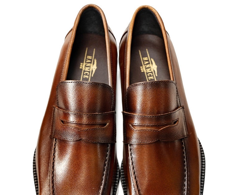 Giày Lười Penny Loafer Nam Da Bò Mũi Vuông Chiều Cao Đế Khoảng 3cm Màu Đen, Nâu chi tiết 15