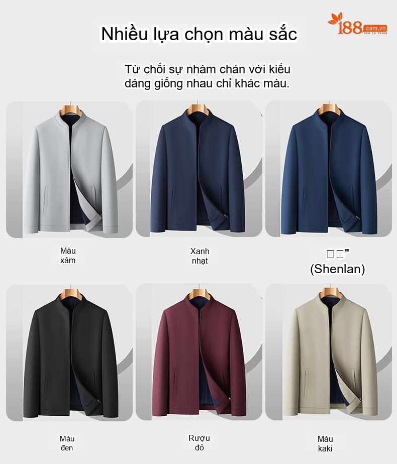 Áo Khoác Bomber Nam Cổ Trụ Công Sở Thu Đông Màu Đen, Xám, Xanh Navy, Be chi tiết 8