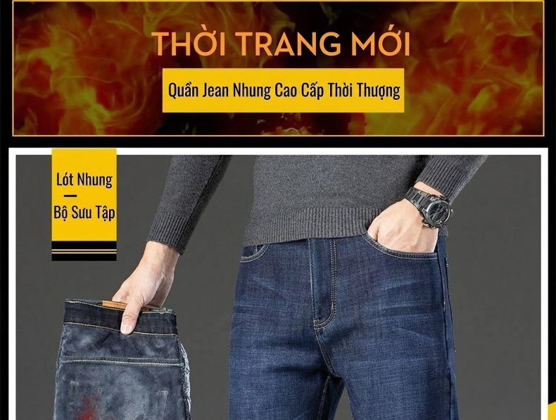 Quần Jean Dài Nam Ống Đứng Lưng Cao Co Giãn Thoải Mái Màu Xanh Đen chi tiết 3