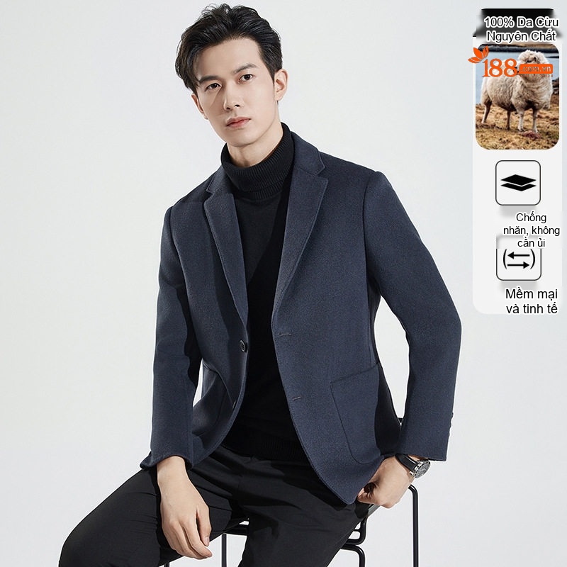 Áo Vest Nam 100% Lông Cừu Thu Đông Dáng Ôm Màu Nâu, Xám, Xanh Navy, Đen