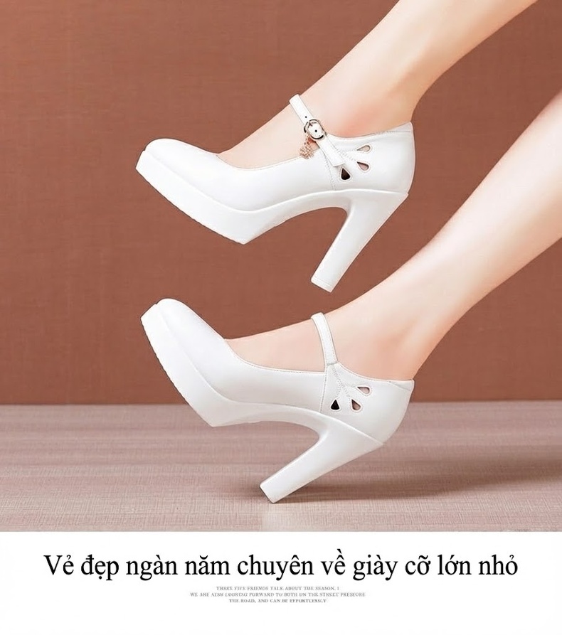 Giày Cao Gót Nữ Da Thật Mũi Nhọn Chiều Cao Đế Khoảng 7cm Màu Trắng, Đen, Đỏ chi tiết 12