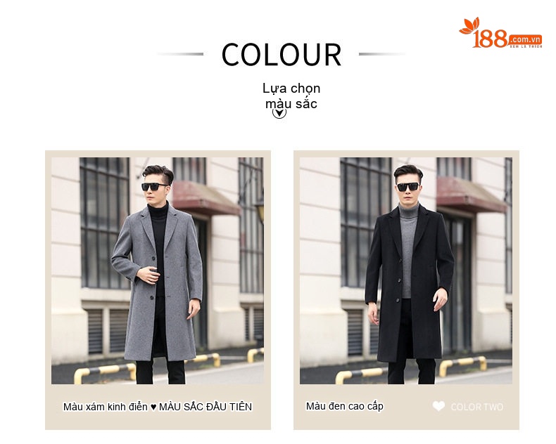 Áo Khoác Dạ Nam Dáng Dài Business Casual Màu Đen, Xám chi tiết 7