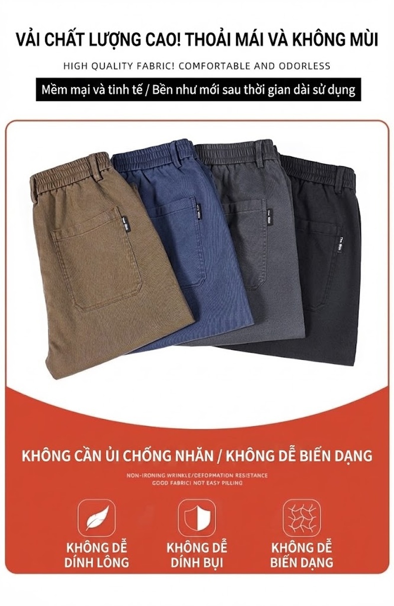 Quần Dài Nam Ống Suông Lót Lông Cừu Giữ Nhiệt Co Giãn Màu Đen, Xám, Nâu, Xanh Navy chi tiết 8