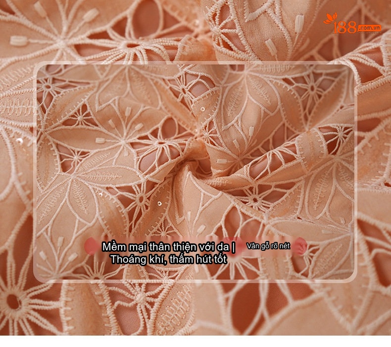 Váy Ôm Body Nữ Cổ chữ Vuông Tay Lỡ Ren Hòa Tan Nước Dáng Ngắn Màu Hồng chi tiết 4