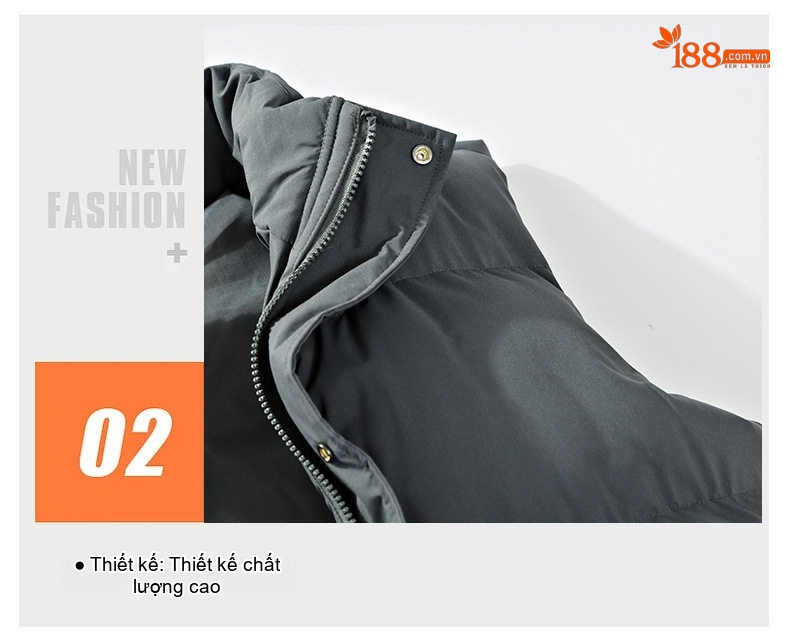 Áo Gilet Phao Nam Nữ Mùa Đông Dáng Rộng Cổ Trụ Túi Hộp Màu Đen, Trắng, Xám chi tiết 8