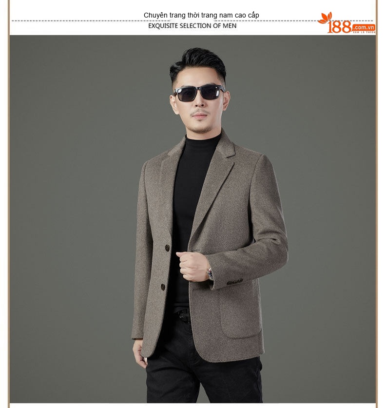 Áo Khoác Blazer Nam Hai Mặt Lông Cừu Áo Phao Lót Lông Vũ Có Thể Tháo Rời Màu Đen, Nâu, Xám chi tiết 21