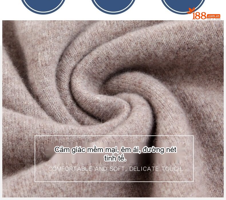 Áo Len Nam Cổ Lọ Dệt Kim Cashmere Dày Dặn Giữ Ấm Màu Nâu, Đỏ Rượu, Xám, Đen chi tiết 3