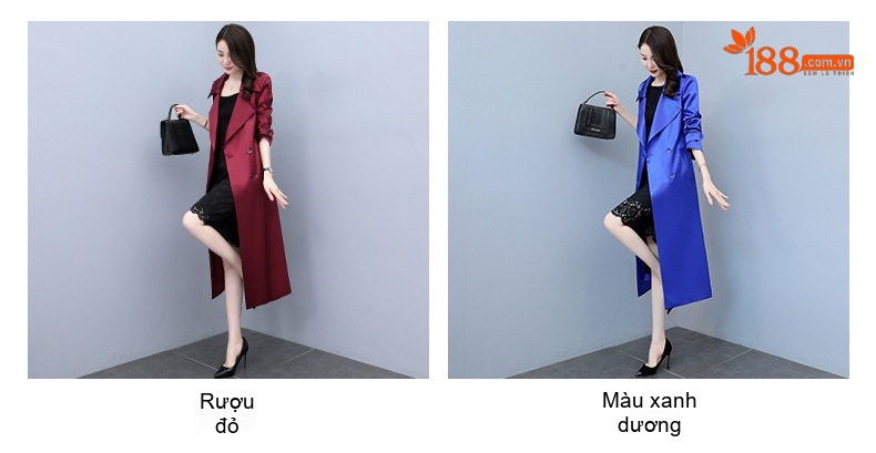Áo Khoác Dạ Nữ Dáng Dài Vừa Phong Cách Hàn Quốc Màu Đỏ, Xanh Dương chi tiết 7