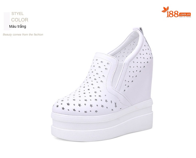 Giày Lười Nữ Da Thật Đế Xuồng Chiều Cao Khoảng 7cm Màu Đen, Trắng chi tiết 16