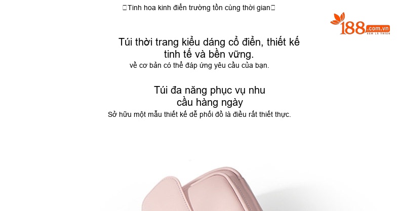 Túi Đeo Chéo Nữ Da Bò Thiết Kế Nhỏ Gọn Dây Xích Khóa Gài Màu Hồng, Trắng Kem chi tiết 4
