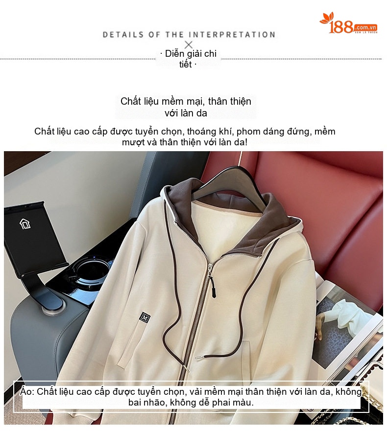 Bộ đồ nữ dệt kim dày dặn lót lông giữ ấm phong cách thể thao chi tiết 7