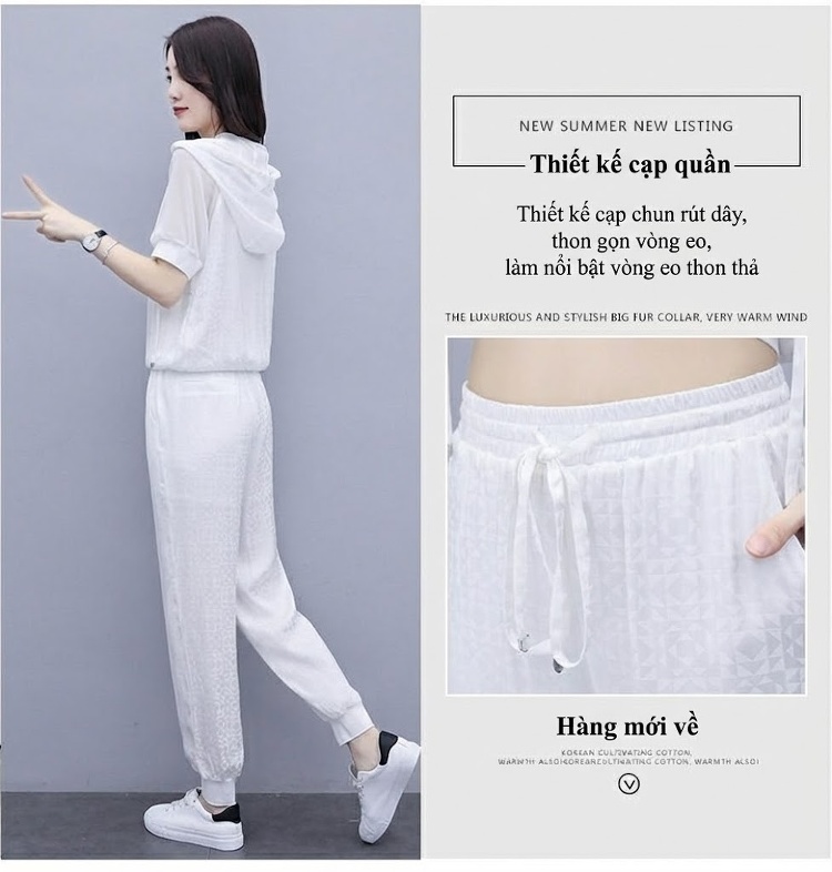 Bộ Quần Áo Nữ Mùa Xuân Hè Thiết Kế Thời Trang Trẻ Trung Màu Trắng, Vàng, Đen chi tiết 8