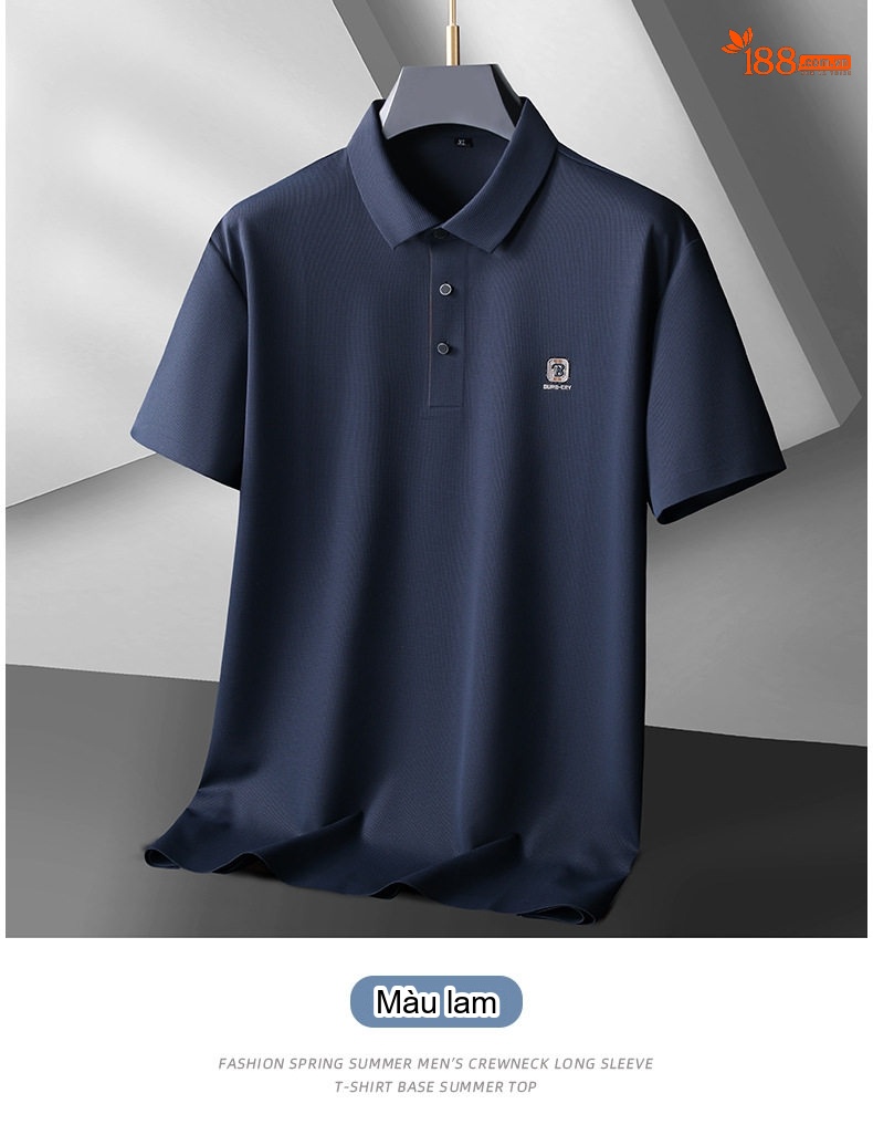 Áo Polo Nam Tay Ngắn Họa Tiết Tổ Ong Co Giãn Thoải Mái Màu Đỏ Gạch, Xanh Navy, Đen, Nâu... chi tiết 16