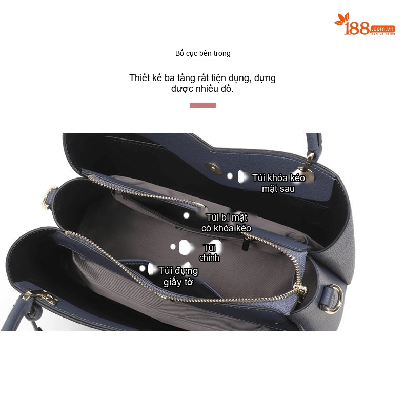 Túi Xách Nữ Da Mờ Đeo Chéo Kiểu Dáng Công Sở Màu Xanh Dương chi tiết 7
