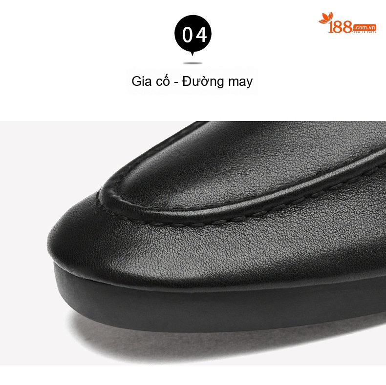 Giày Lười Nam Da Bóng Chiều Cao Đế Khoảng 1cm Màu Đen, Trắng chi tiết 26